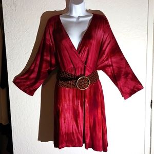 Red Dragon Tie Dye dress. 1X